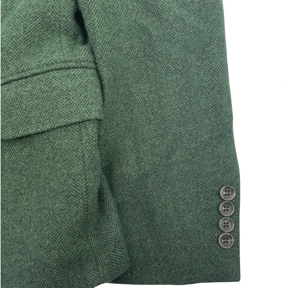 ASOS Men's Blazer Herringbone Tweed Green Wool Blend 36 Short